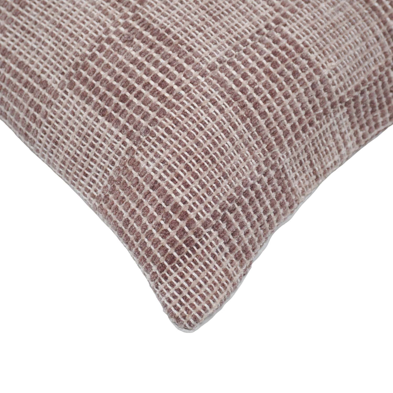 Handwoven Cotton Cushion Cover 45x45 cm | Textured Check Pattern Decorative Throw Pillow Cover | Soft Woven Cushion Cover with Concealed Zipper