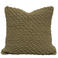 Handwoven Polyester Bobble Textured Cushion Cover 45x45 cm | Modern Decorative Throw Pillow Cover with Concealed Zipper | Olive Green