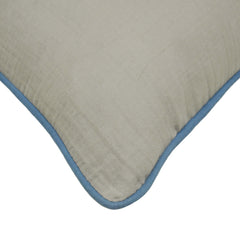 Minimalist Solid Cotton Cushion Cover with Blue Piping | 45 x 45 cm (18 x 18 Inch) | Soft Decorative Throw Pillow Cover with Concealed Zipper | Modern Home Décor