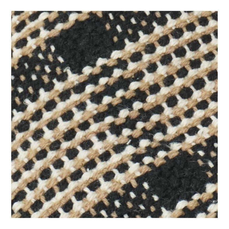 Hamade Woven Cotton Cushion Cover 45x45 cm | Textured Check Pattern | Neutral Black & Beige | Modern Rustic Décor