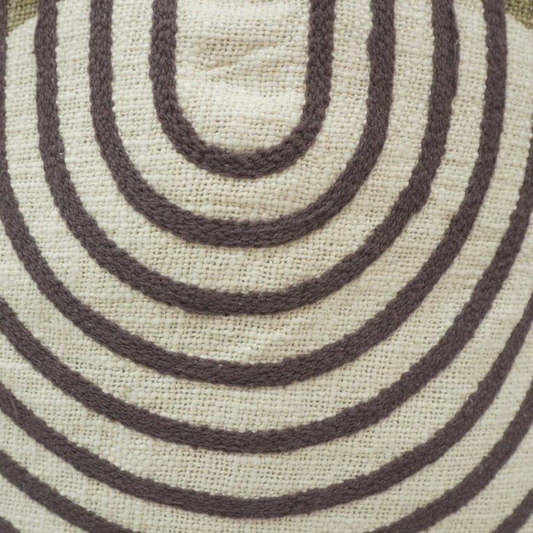 Modern Geometric Arch Embroidered & Printed Cotton Cushion Cover 45x45 cm | Abstract Circle Pattern Decorative Pillow Cover