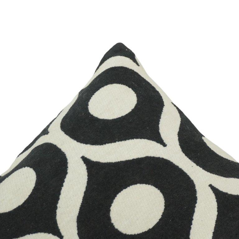 Black & White Geometric Jacquard Cushion Cover | Modern Abstract Pattern | 45x45 cm