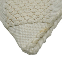 Handwoven Cotton Cushion Cover 45x45 cm – Ivory & Grey Textured Geometric Design