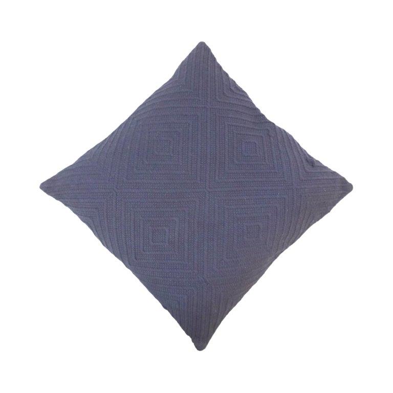 Handmade Geometric Cotton Cushion Cover 45x45 cm | Textured Navy Blue Throw Pillow Cover | Modern Boho Home Décor - Bulk manufacturer & supplier from Panipat, India