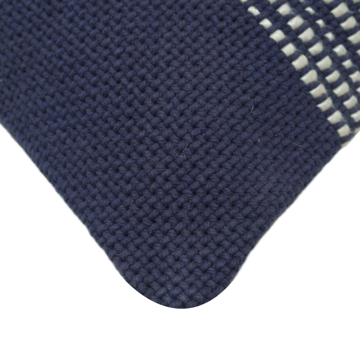 Handwoven Navy & Ivory Textured Cotton Cushion Cover – 45 x 45 cm