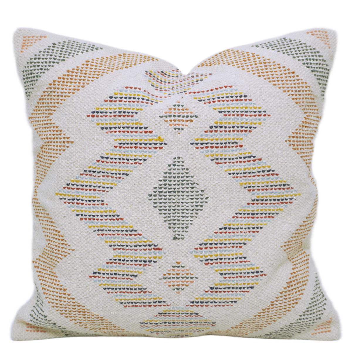 Multicolor Diamond Embroidered Cotton Cushion Cover 45x45 cm