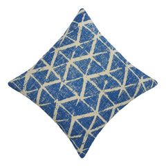 Modern Geometric Printed Cotton Cushion Cover 45x45 cm | Blue & Ivory Abstract Pattern | Decorative Throw Pillow Cover with Hidden Zipper
