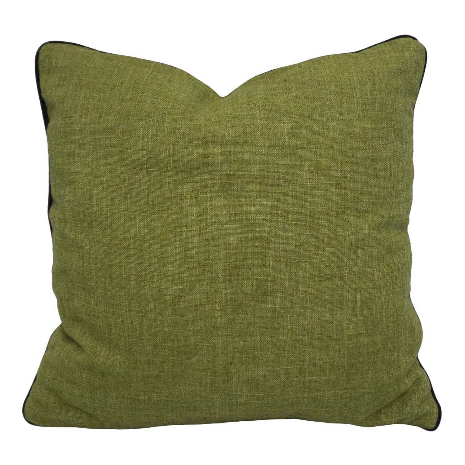 Olive Green Cotton Cushion Cover with Black Piping | 45 x 45 cm (18 x 18 Inch) | Minimalist Decorative Throw Pillow Cover with Hidden Zipper