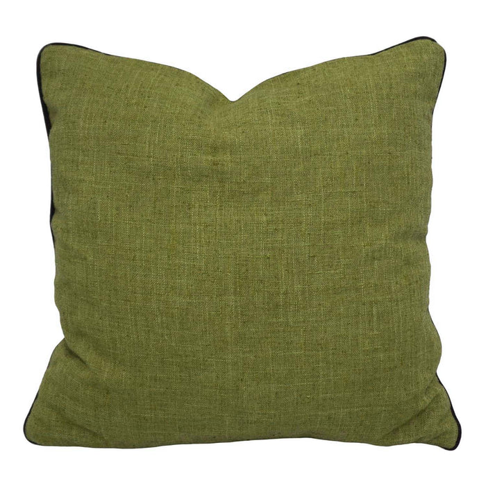 Olive Green Cotton Cushion Cover with Black Piping | 45 x 45 cm (18 x 18 Inch) | Minimalist Decorative Throw Pillow Cover with Hidden Zipper