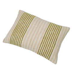 Handwoven Striped Cushion Cover 35 x 50 cm | Beige & Olive Green Decorative Cushion Cover
