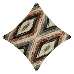 Handwoven Geometric Tribal Cushion Cover – 45 x 45 cm | Rust, Black & Grey Cotton Accent Pillow Cover
