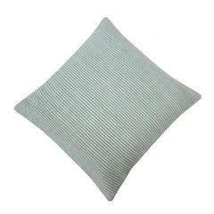 Handwoven Aqua Stripe Cotton Cushion Cover – 45x45 cm | Textured Woven Decorative Pillow Cover