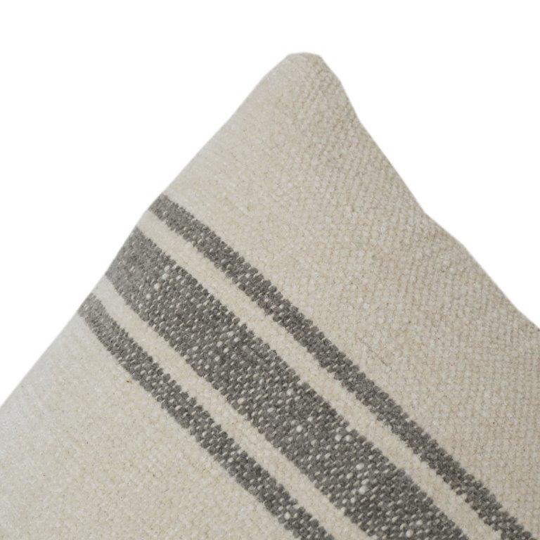 Minimalist Striped Cotton Cushion Cover 40x60 cm | Neutral Woven Linen Look Pillow Cover | Modern Farmhouse Decor - Bulk manufacturer & supplier from Panipat, India