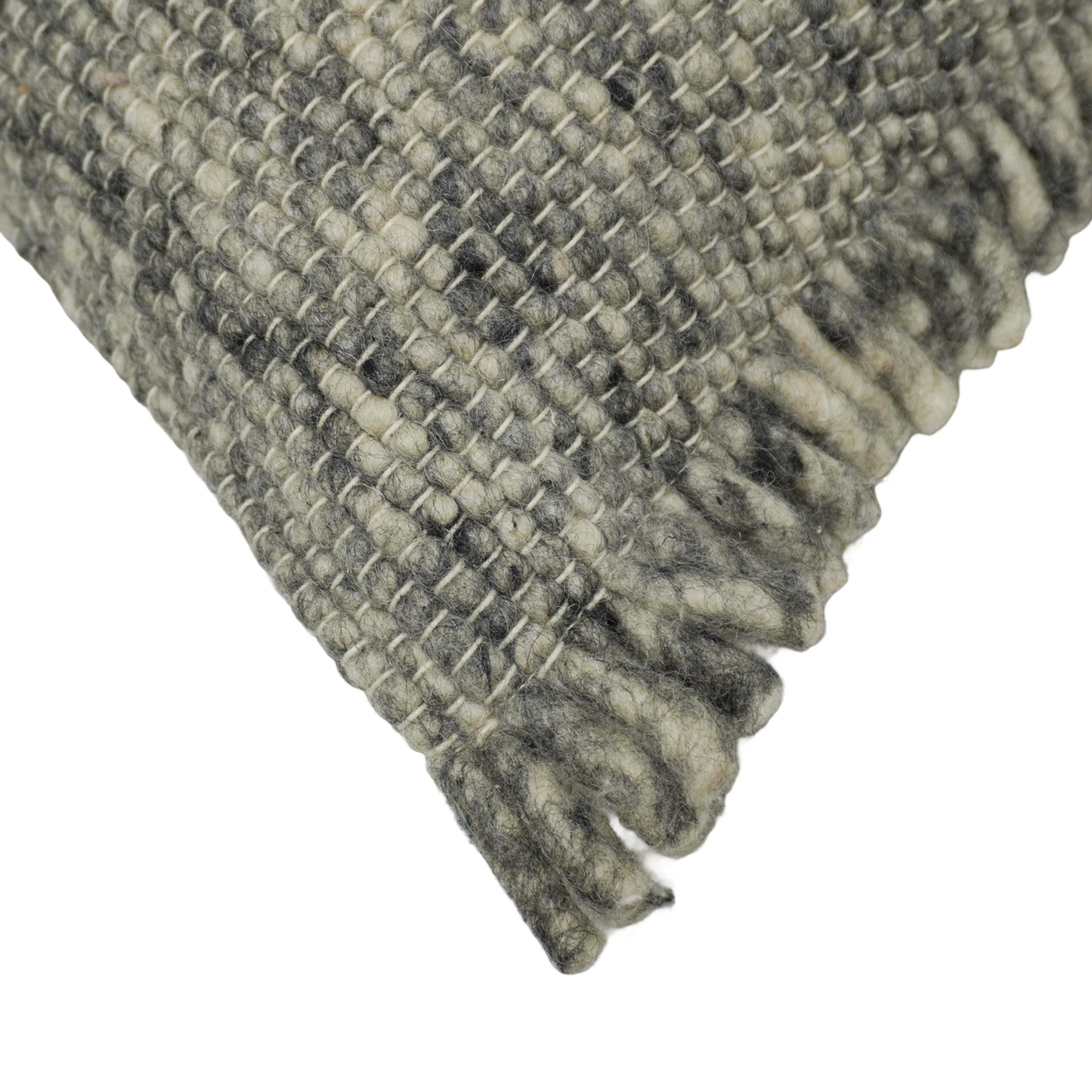 Handwoven Textured Wool Cushion Cover 45x45 cm | Grey Melange Woven Throw Pillow Cover | Modern Rustic & Scandinavian Home Décor | Hidden Zip | 18x18 Inch