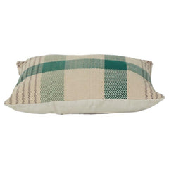 Handgemachter Kissenbezug aus Baumwolle kariert 45x45 cm | Grün & Beige Kariert Zierkissen | Rustikale Moderne Heimdekoration