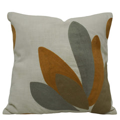 Embroidered Cotton Cushion Cover 45x45 cm | Modern Abstract Leaf Design | Decorative Throw Pillow Cover with Concealed Zipper | Handmade Home Décor