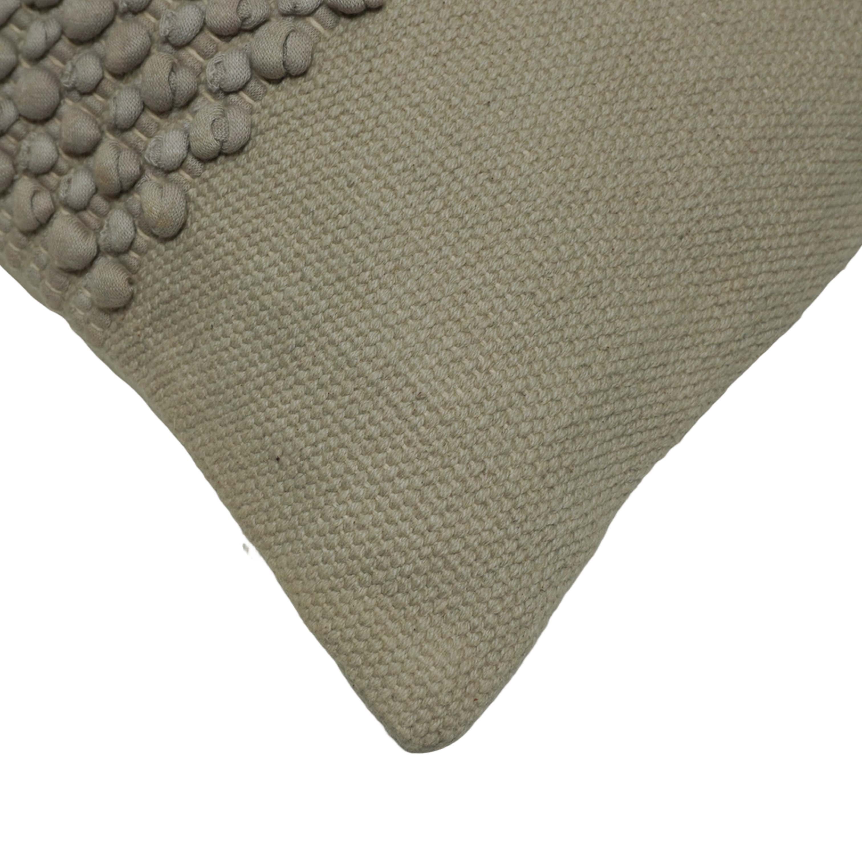 Handwoven Cotton Textured Cushion Cover 45x45 cm | Artisan Bubble Weave Decorative Throw Pillow Cover | Hidden Zipper | Natural Beige