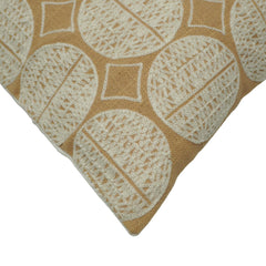 Embroidered Cotton Cushion Cover 45x45 cm | Geometric Circle Pattern Decorative Throw Pillow Cover | Beige & Ivory | Hidden Zipper | Sofa, Bed & Living Room Décor