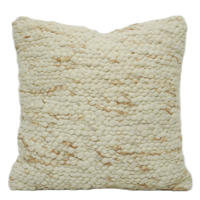 Handwoven Ivory Textured Cushion Cover 45x45 cm – Natural Boho Woven Throw Pillow Cover
