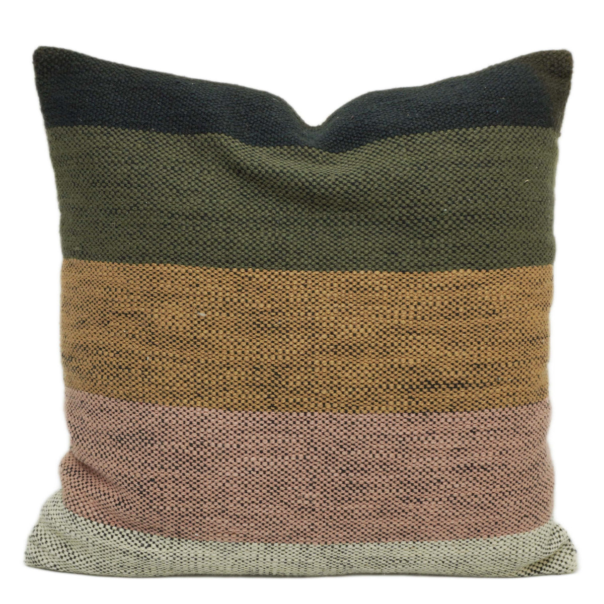 Earth-Tone Stripe Handwoven Cushion Cover 45x45 cm