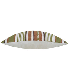 Handwoven Olive Green & Brown Striped Cushion Cover – 35 x 50 cm