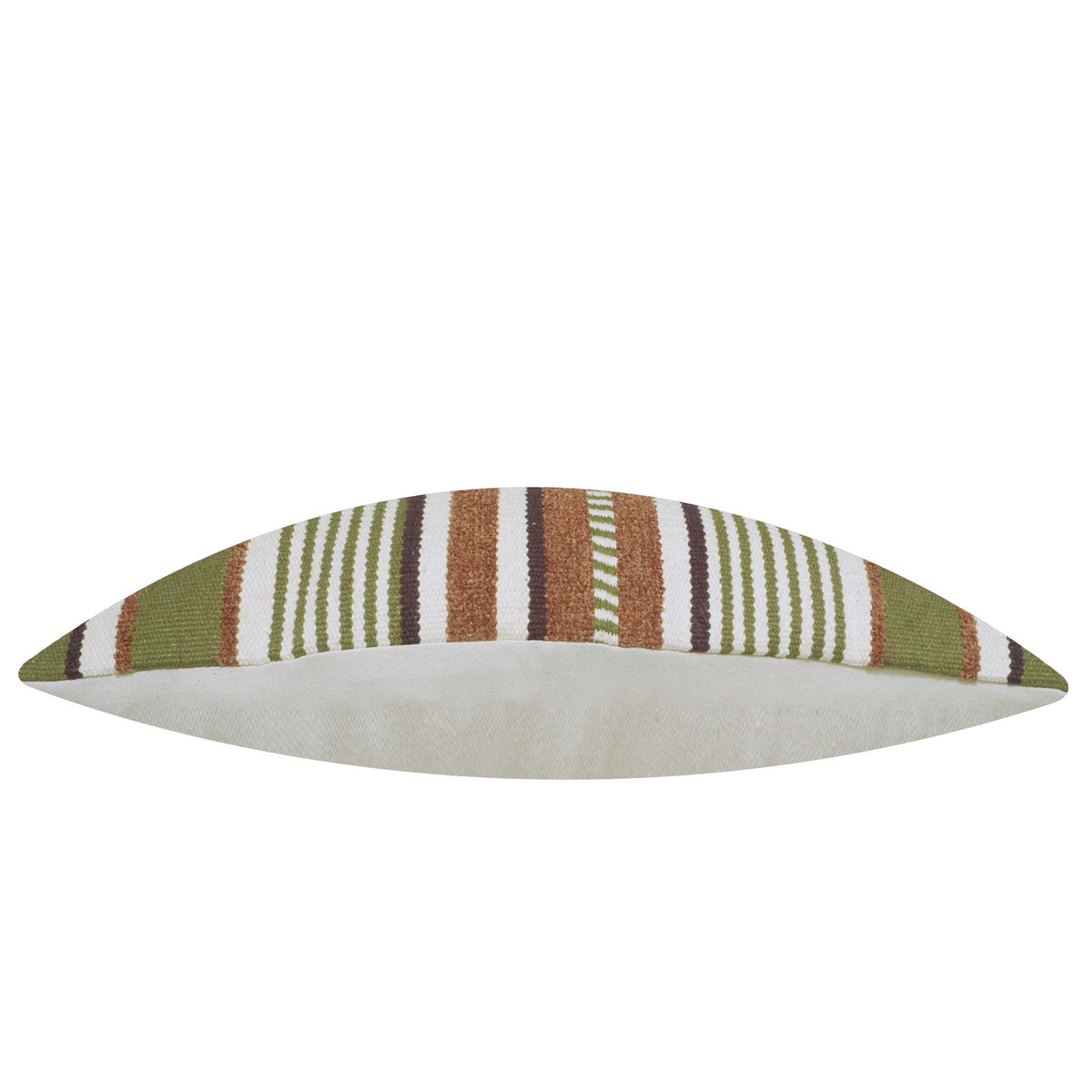 Handwoven Olive Green & Brown Striped Cushion Cover – 35 x 50 cm