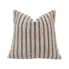 Handmade Woven Striped Cotton Cushion Cover 45x45 cm | Neutral Boho Decorative Pillow Cover