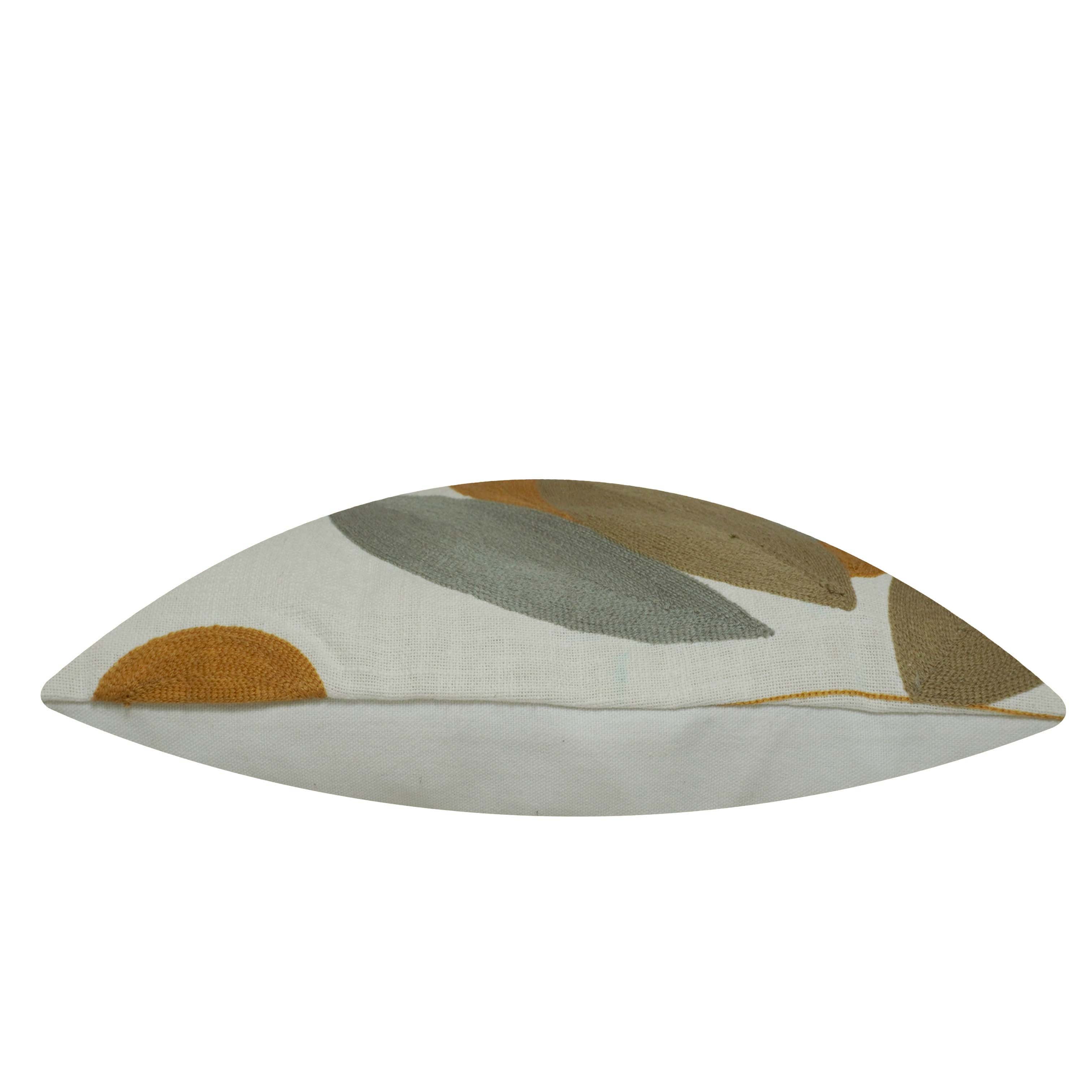 Embroidered Cotton Cushion Cover 45x45 cm | Modern Abstract Leaf Design | Decorative Throw Pillow Cover with Concealed Zipper | Handmade Home Décor
