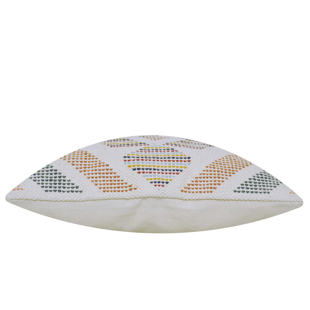 Multicolor geometric diamond embroidered cotton cushion cover 45x45 cm