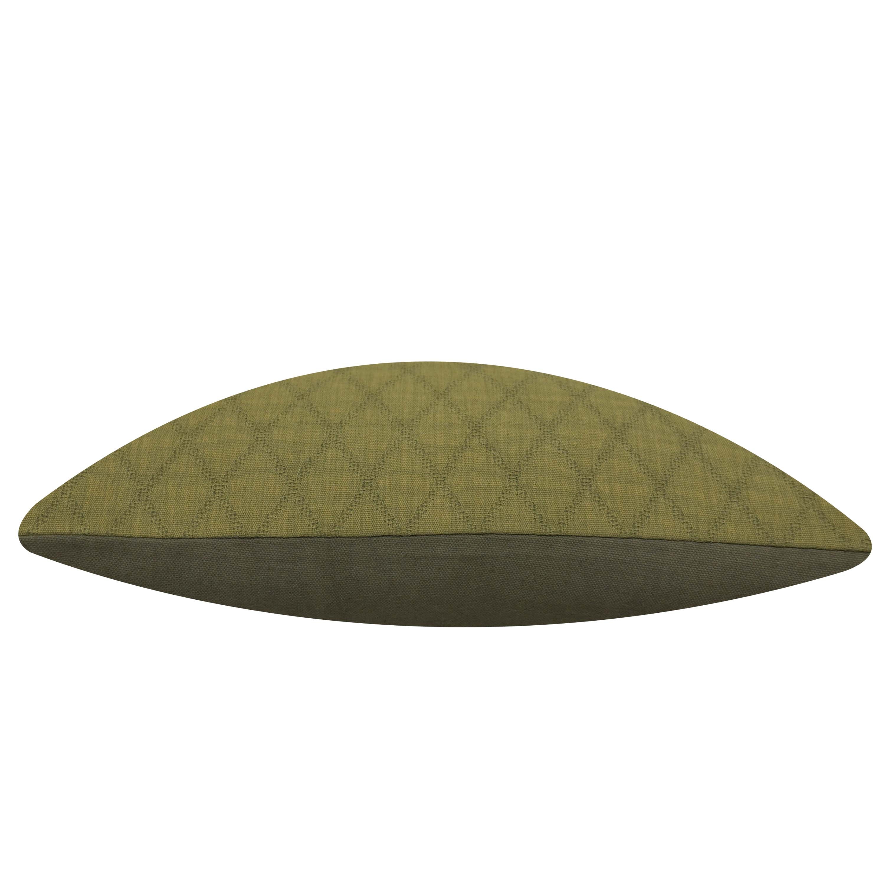 Olive Green Jacquard Cotton Cushion Cover 45x45 cm | Geometric Diamond Woven Design | Decorative Sofa & Bed Cushion Cover | Hidden Zipper | 18x18 Inch