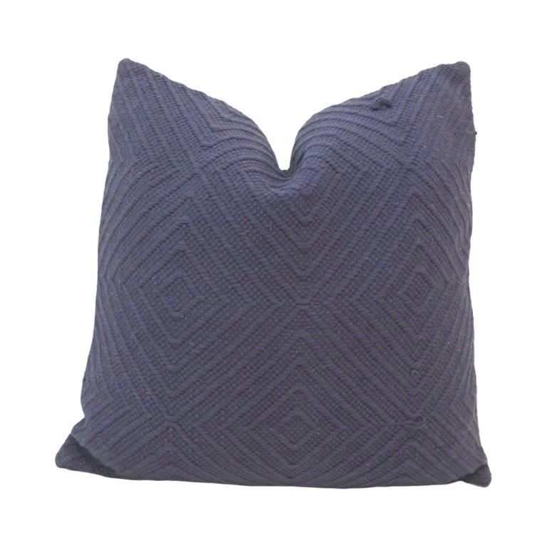 Handmade Geometric Cotton Cushion Cover 45x45 cm | Textured Navy Blue Throw Pillow Cover | Modern Boho Home Décor - Bulk manufacturer & supplier from Panipat, India