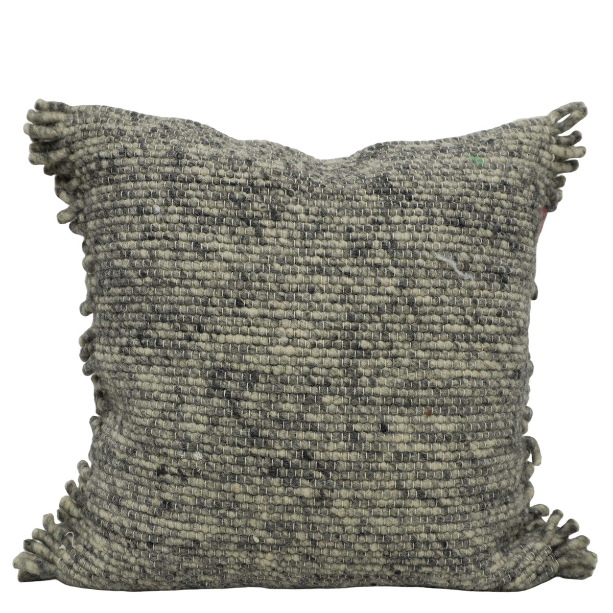 Handwoven Textured Wool Cushion Cover 45x45 cm | Grey Melange Woven Throw Pillow Cover | Modern Rustic & Scandinavian Home Décor | Hidden Zip | 18x18 Inch