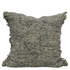 Handwoven Textured Wool Cushion Cover 45x45 cm | Grey Melange Woven Throw Pillow Cover | Modern Rustic & Scandinavian Home Décor | Hidden Zip | 18x18 Inch