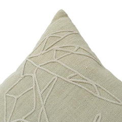 Abstrakter Hirsch-Linien-bestickter Baumwoll-Kissenbezug – 45x45 cm | Minimalistisches Naturdesign | Neutrales Beige Deko-Kissenbezug