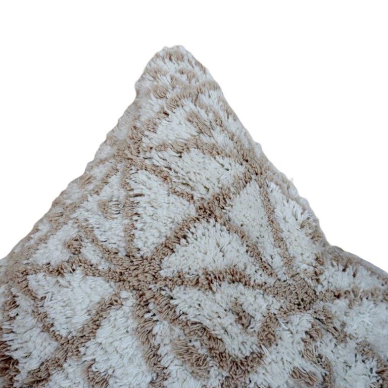 Tufted Cotton Cushion Cover 45x45 cm | Geometric Boho Throw Pillow Cover | Cream & Beige Textured Cushion
