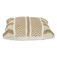 Handgewebter Jute-Baumwoll-Kissenbezug mit strukturiertem Chevron- und getuftetem Streifen-Design | Boho-neutraler Dekokissenbezug (45x45 cm)