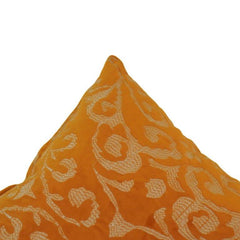 Mustard Orange Embroidered Cushion Cover | Floral Vine Pattern Cotton Cushion | 45x45 cm Decorative Pillow Cover