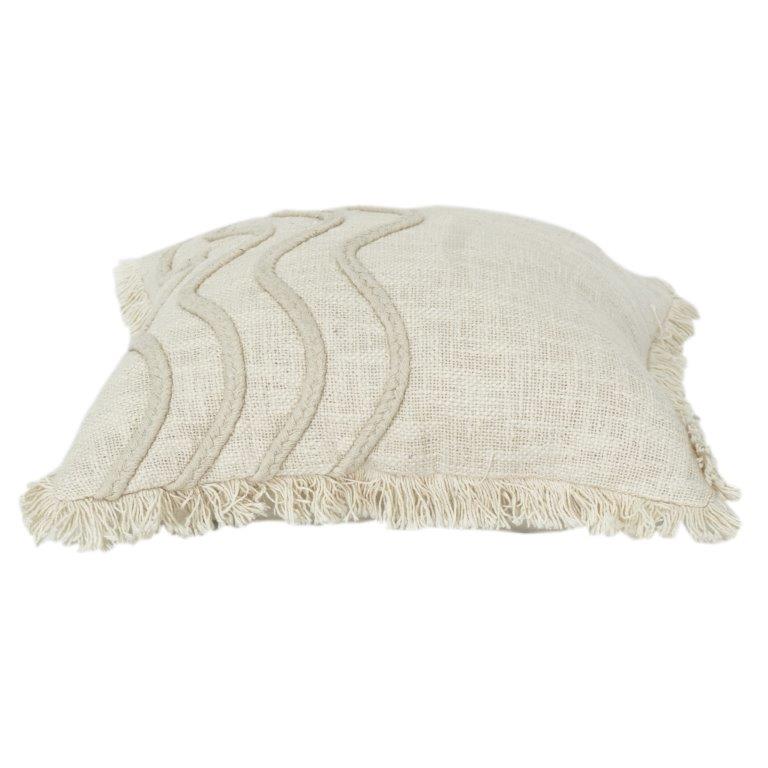Housse de coussin en coton brodé Vague Neutre | Taie d'oreiller minimaliste bohème texturée | Coussin décoratif beige 45x45 cm - Bulk manufacturer & supplier from Panipat, India