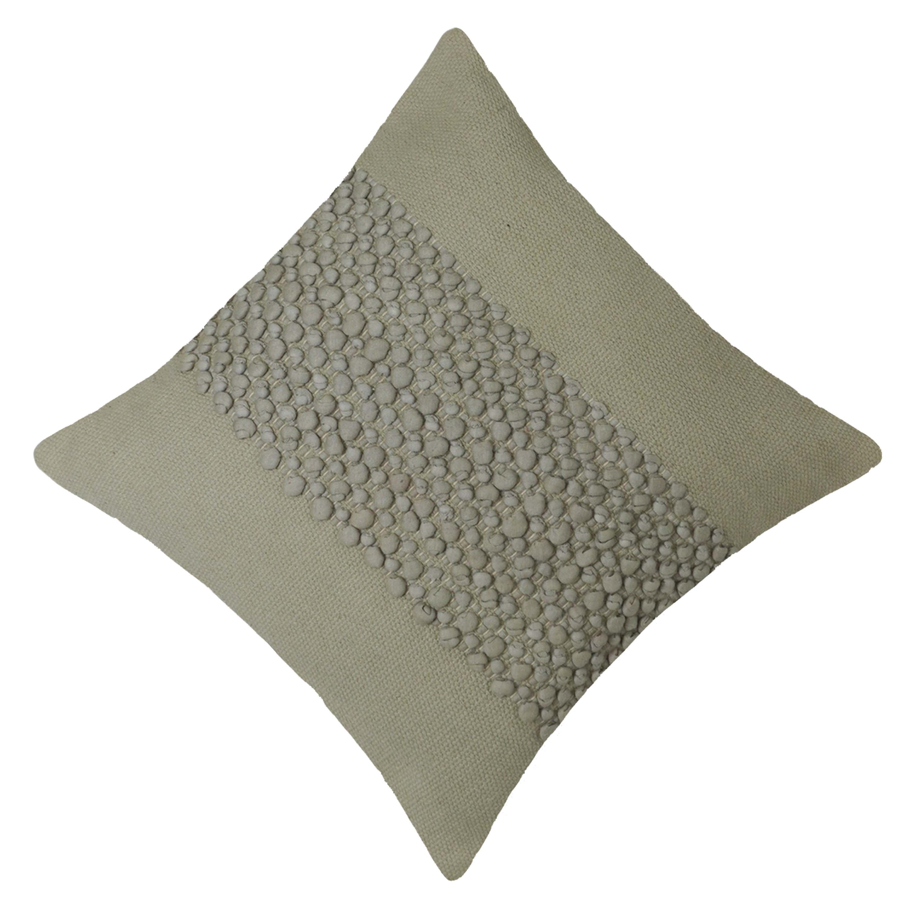 Handwoven Cotton Textured Cushion Cover 45x45 cm | Artisan Bubble Weave Decorative Throw Pillow Cover | Hidden Zipper | Natural Beige