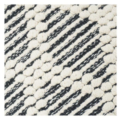 Textured Geometric Cotton Cushion Cover 45x45 cm | Black & Off-White Embroidered Throw Pillow