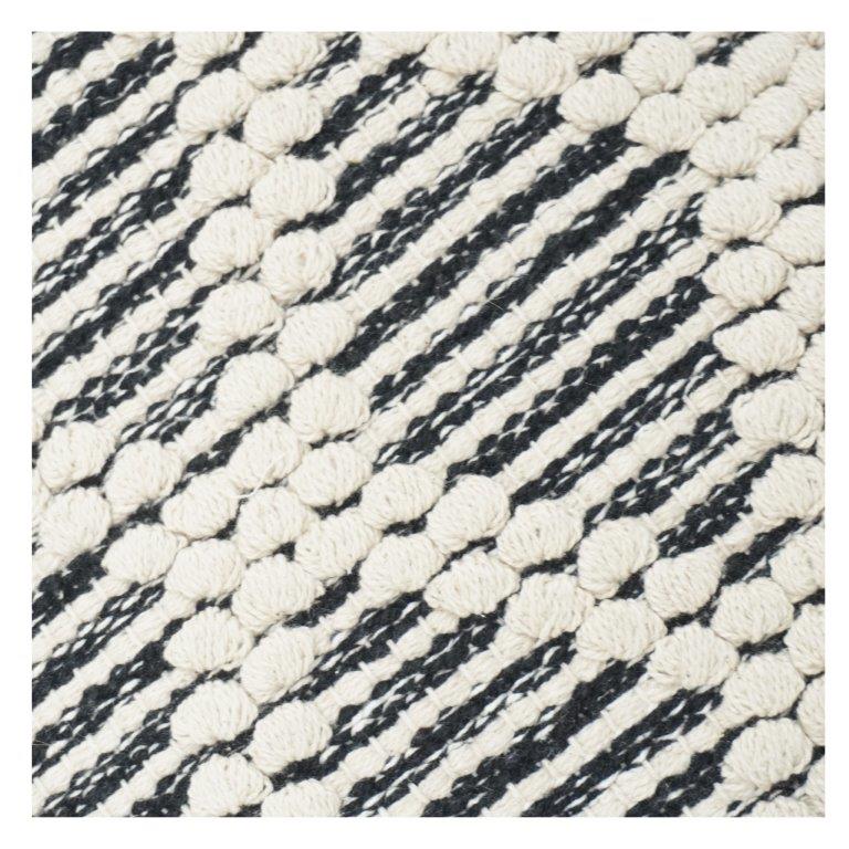 Textured Geometric Cotton Cushion Cover 45x45 cm | Black & Off-White Embroidered Throw Pillow