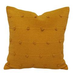 Handwoven Cotton Cushion Cover 45x45 cm – Mustard Textured Knot Design | Decorative Throw Pillow Cover with Concealed Zip | Modern Boho Home Décor