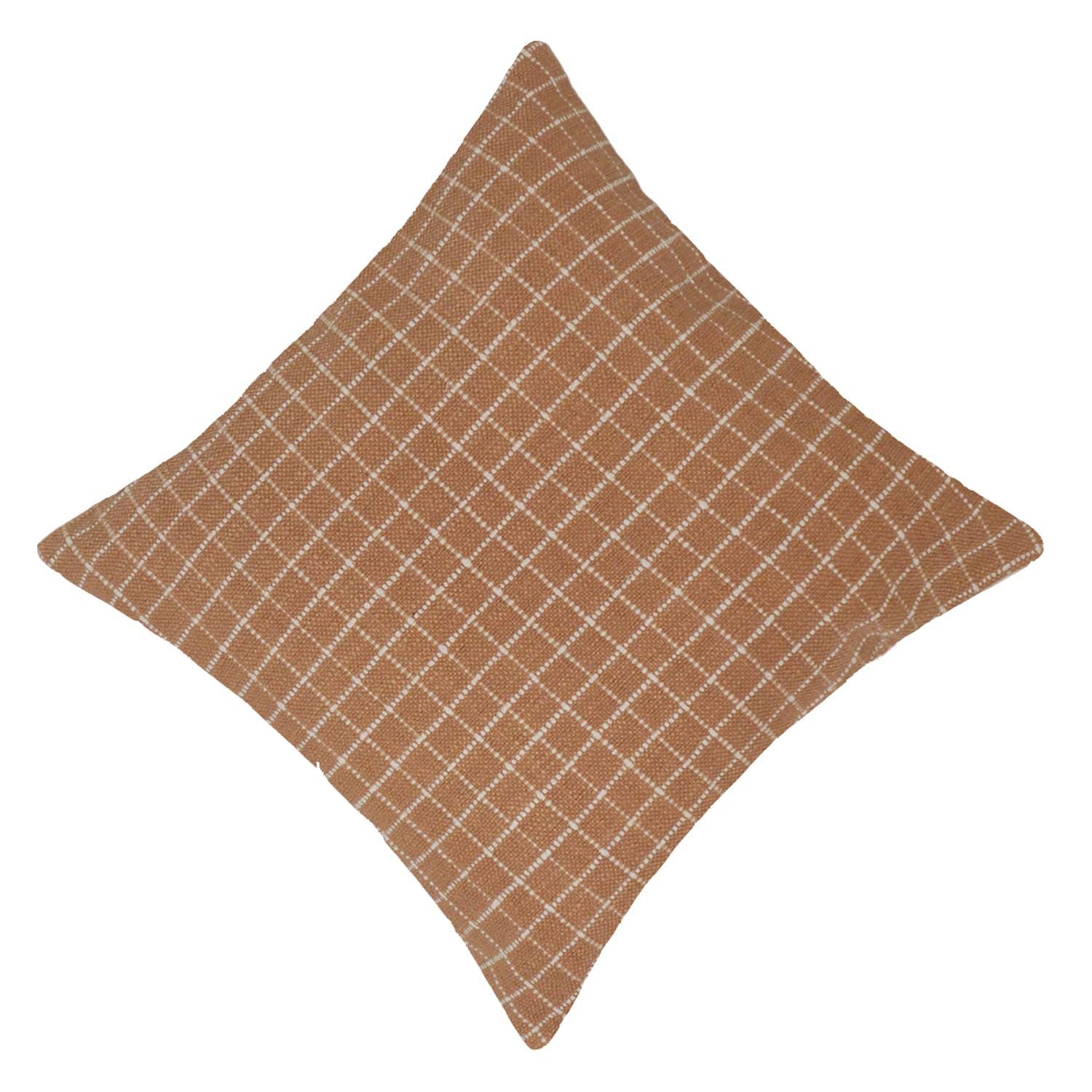Handwoven Cotton Grid Pattern Cushion Cover 45x45 cm | Textured Woven Decorative Throw Pillow Cover | Hidden Zipper | Modern Farmhouse & Boho Home Décor