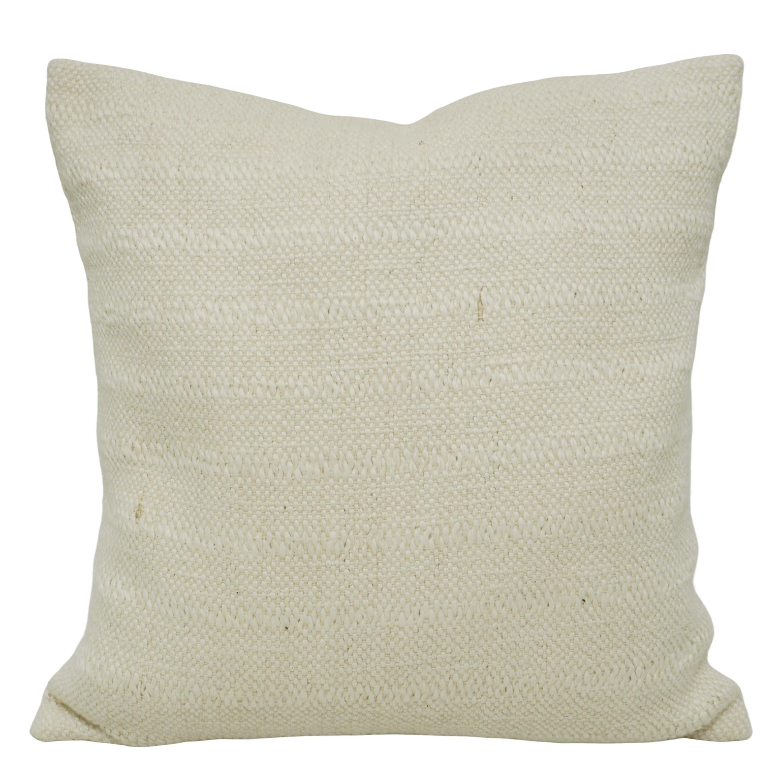 Handwoven Polyester Cushion Cover 45x45 cm | Textured Solid Ivory Decorative Throw Pillow Cover | Hidden Zipper | Modern & Minimalist Home Décor