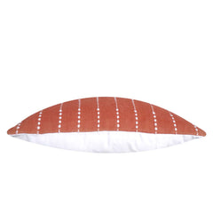 Handmade Rust Red Cotton Cushion Cover 45x45 cm | Woven Dotted Stripe Design | Decorative Throw Pillow Cover