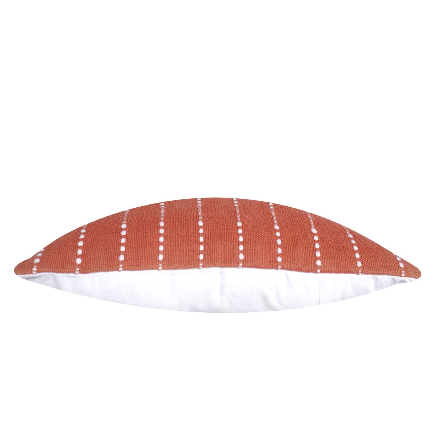 Handmade Rust Red Cotton Cushion Cover 45x45 cm | Woven Dotted Stripe Design | Decorative Throw Pillow Cover