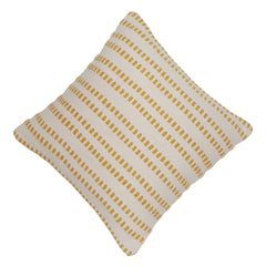 Handwoven Cotton Cushion Cover 45x45 cm | Ivory & Mustard Striped Woven Throw Pillow Cover | Textured Boho Farmhouse Decorative Cushion Cover with Hidden Zipper