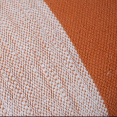 Handmade Cotton Striped Cushion Cover 35x50 cm | Rust Orange & Natural White Lumbar Pillow Cover | Woven Decorative Cushion for Sofa, Bed & Living Room