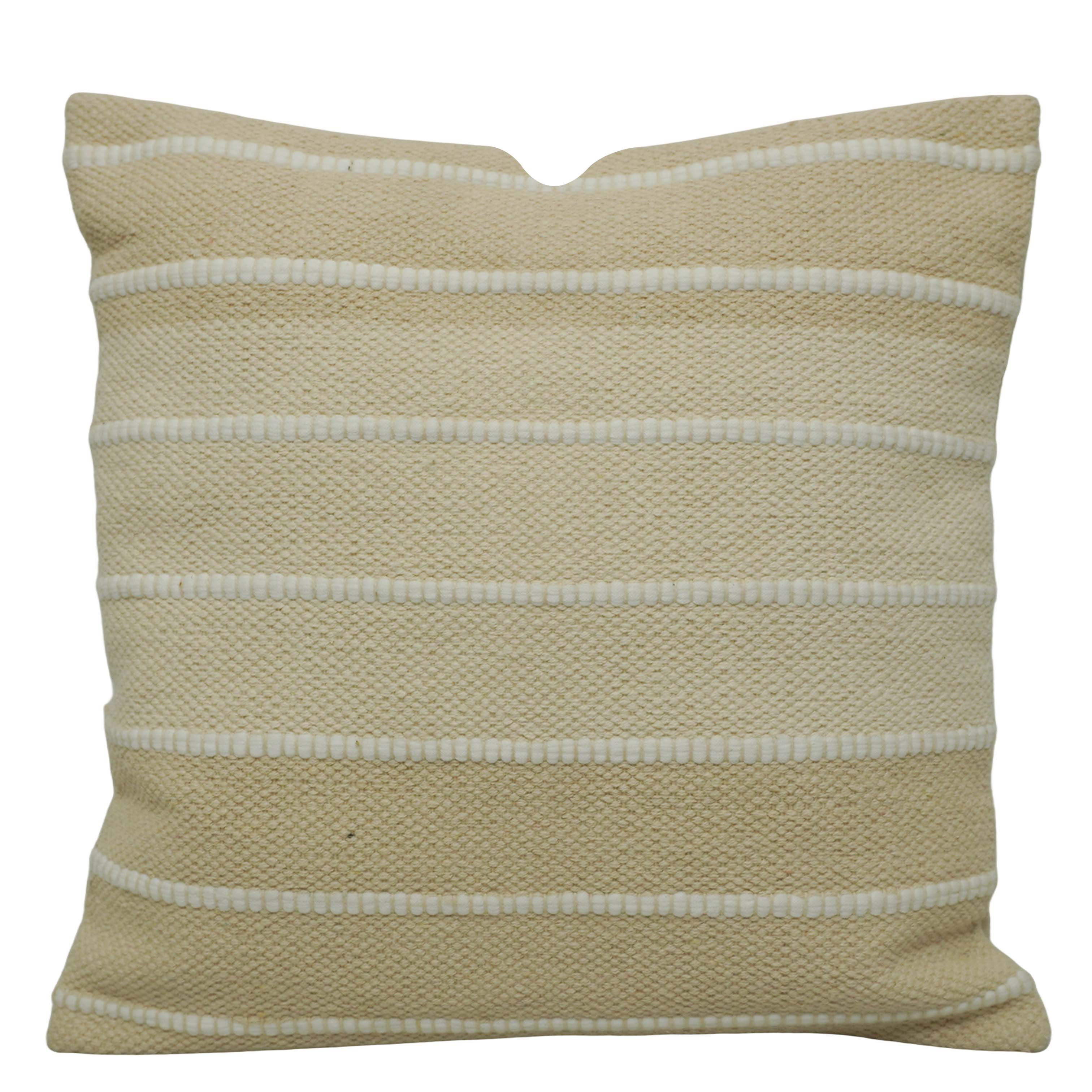 Handwoven Cotton Cushion Cover 45x45 cm | Natural Textured Striped Design | Decorative Throw Pillow Cover | Hidden Zip | Modern Boho Home Décor