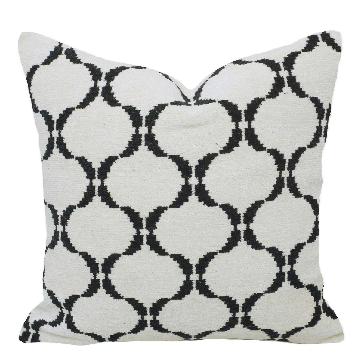 Black & Ivory Jacquard Cushion Cover 45x45 cm – Geometric Pattern